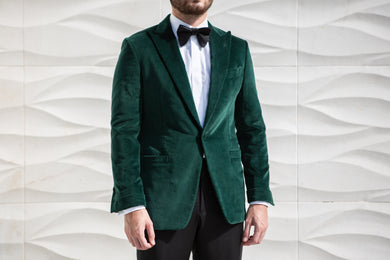 ELIE Emerald Velvet 1 Button Peaked Dinner Jacket