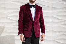 Cargar imagen en el visor de la galería, ALFIE Ruby Velvet 1 Button Shawl Dinner Jacket