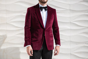 ALFIE Ruby Velvet 1 Button Shawl Dinner Jacket