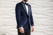 Cargar imagen en el visor de la galería, ALFIE Sapphire Velvet 1 Button Shawl Dinner Jacket