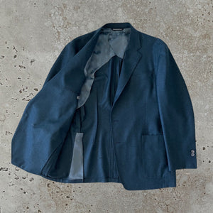 GEORGES 2 Button Petrol Hopsack Jacket in Marling & Evans cloth