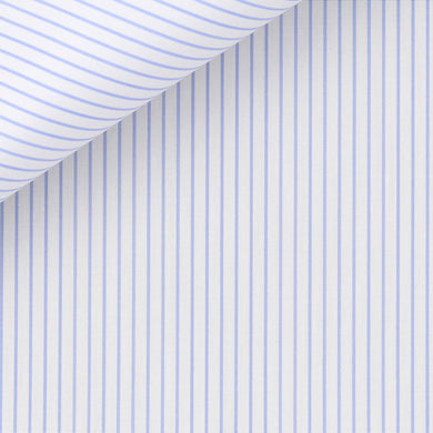 Portland Blue Stripes 120/2 fabric by Thomas Mason Bespoke